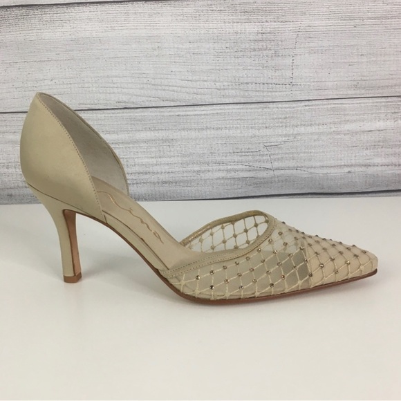 Nina Rhinestone Heels 7.5 Champagne Stiletto Lace - Picture 4 of 7